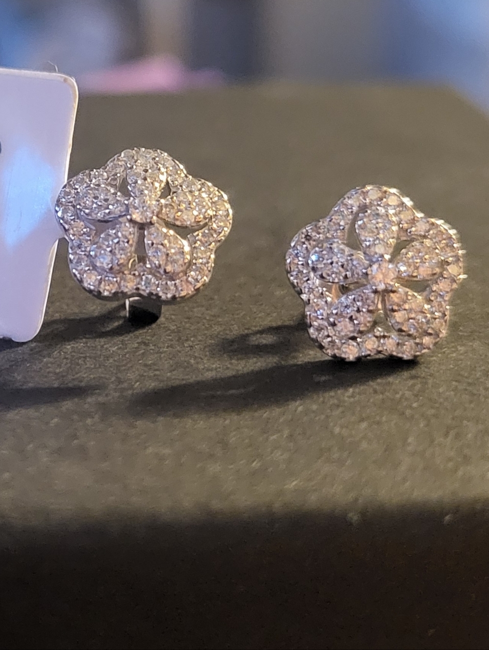 Sparkling Flower Cluster Stud Earrings - Silver Tone